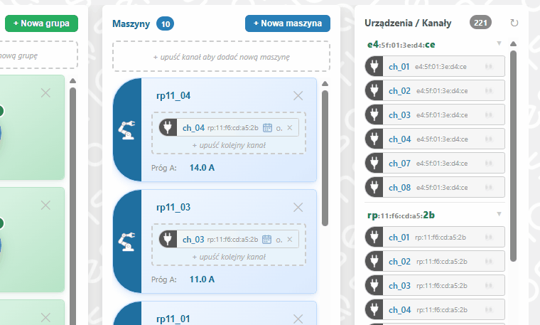 SensorIQ — dodawanie maszyny do systemu